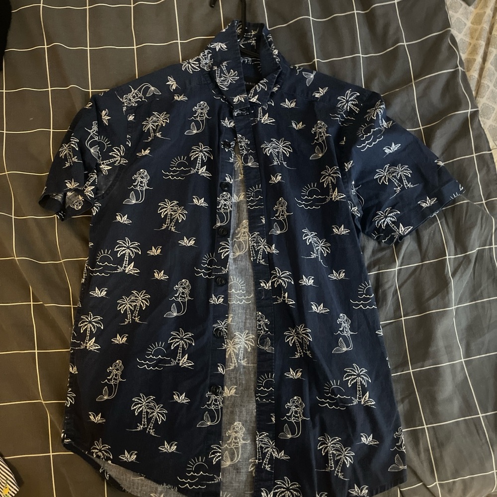 No Boundaries Blue and White Casual Button Down Shirt